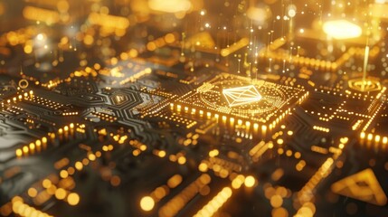 Abstract circuit board close up advanced technology and digital connections