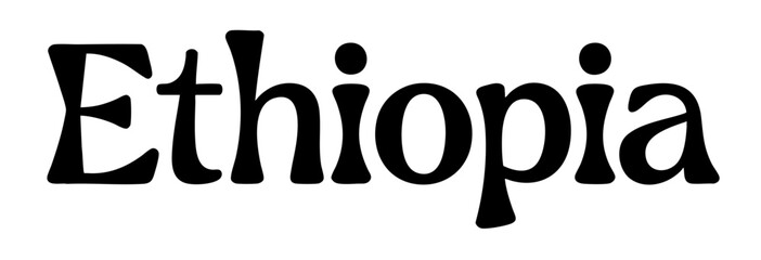 Ethiopia Text Logo Isolated on White Background, Bold Decorative Typography Vector for Travel, Culture, Branding, Poster, Tourism Design