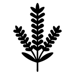 Botanical illustration of a symmetrical leafy stem, great for design elements