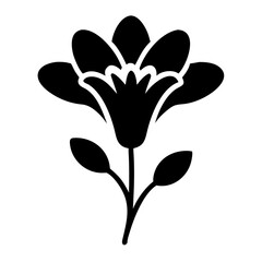 Elegant Silhouette of a Blooming Flower with Delicate Petals and Foliage