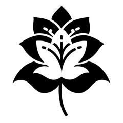 Stylized flower blossom with bold black shapes and simple stem design