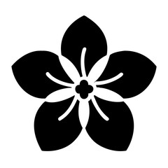 Simple Black and White Five Petal Flower Illustration with Geometric Design