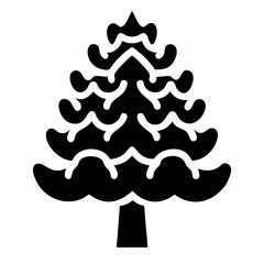 Simple Black and White Illustration of a Coniferous Tree in Silhouette