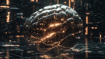 Artificial intelligence is processing data inside a digital brain inside a server room - Powered by Adobe