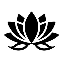 Stylized Black and White Lotus Flower Illustration with Pointed Petals