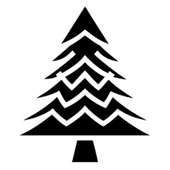 Fototapeta premium A minimalistic black and white pine tree icon with zig zag branches