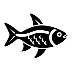 Stylized Illustration of a Fish with Distinctive Fins and Scale Pattern