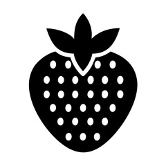 Simple, stylized vector image of a black strawberry with white dots