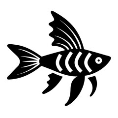 Stylized Black and White Image of a Tropical Fish with Decorative Stripes