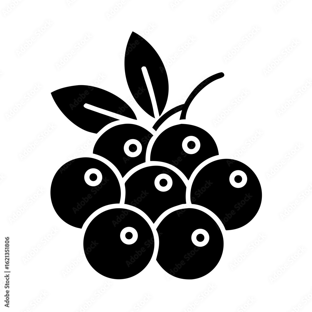 Poster stylized vector image of a cluster of ripe berries with leaves