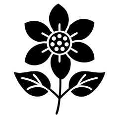 Simple and Bold Graphic Illustration of a Flower with Petals and Leaves