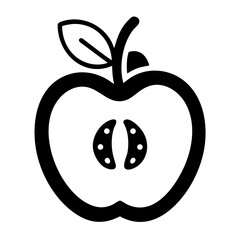 Elegant and simple black and white apple illustration perfect for design projects