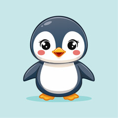 Obraz premium Chibi-Pinguin – niedliches Cartoon-Tier im Kawaii-Stil als Vektorillustration