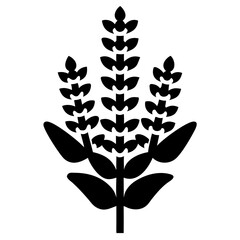 Black and white stylized image showing three stems with leaf like petals