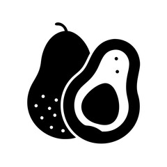 Stylized Avocado Illustration Featuring a Whole Fruit and a Half Fruit