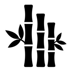 Elegant bamboo stalks with leafy accents in a simple black silhouette design