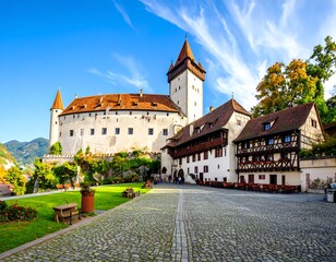 Medieval castle courtyard