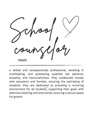 School Counselor Definition, Printable Wall Art, School Counselor Gift, Thank You Gift, School Staff Gift, Gift For Her, Digital Download
