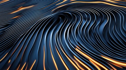 Abstract dark blue and gold wavy lines background