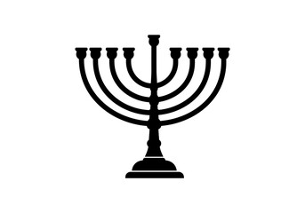 Fototapeta premium Minimalist Black and White Silhouette of a Seven-Branched Menorah – Jewish Symbol Vector on White Background