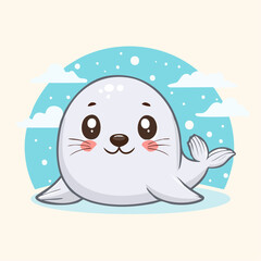 Chibi-Robbe – niedliches Cartoon-Tier im Kawaii-Stil als Vektorillustration