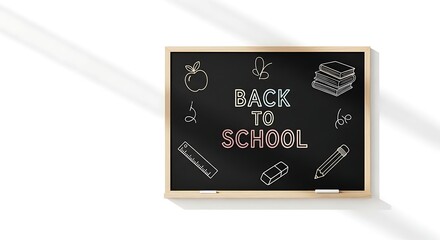 Back to School Chalkboard Illustration with School Supplies