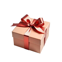 Obraz premium Gift box with red ribbon in elegant style on white background 