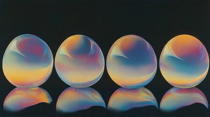 Colorful orbs, reflections on black