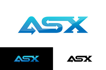letter initial ASX arrow concept monogram logo blue gradient color