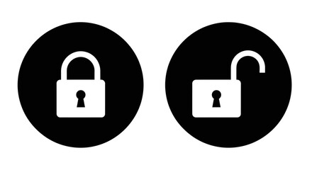 Minimalist Security Lock Vector Icon Set with Black White Modern Design