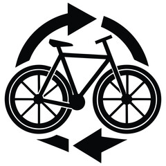 Recycle Symbol Featuring a Bicycle, Emphasizing Sustainable Transportation and Environmental Consciousness