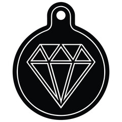 Elegant black and white diamond shaped pet tag design with rounded edges
