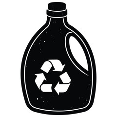 A Black and White Image of a Recyclable Plastic Container Illustration