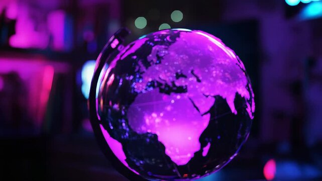 Illuminated globe showing population density in futuristic setting