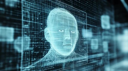 Artificial intelligence processing human face data in cyberspace - Powered by Adobe