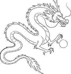 Dragon illustration in hand-drawn style with intricate details  