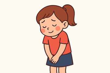 Fototapeta premium Shy or Nervous Girl Holding Arms