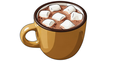 Isolated Mug of Hot Chocolate with Marshmallows