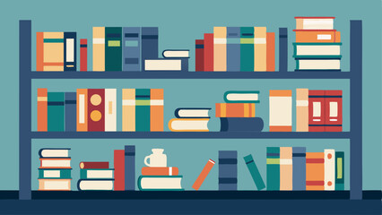 Bookshelves line the walls filled with textbooks and reference materials.