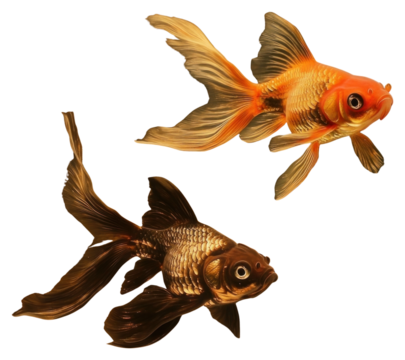 PNG Goldfish underwater graceful aquarium.