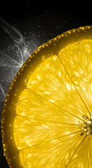 Lemon slice with light rays through pulp v1