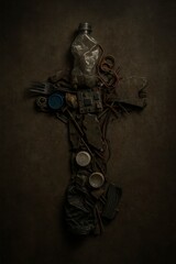 Cross Made of Trash – Symbolic Environmental Art Statement