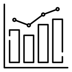 Barline chart, bar and line graph black line icon