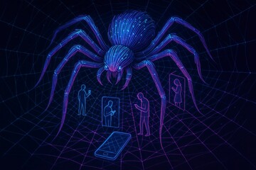 The Internet as a Spider – Digital Control and Web Addiction Concept