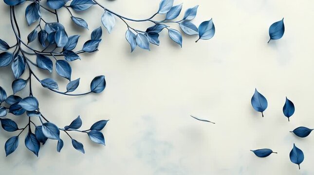 blue and white background with flowers