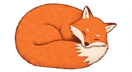 Cartoon fox sleeping illustration