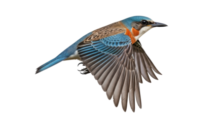 Isolated Rufous-tailed Roller in Flight