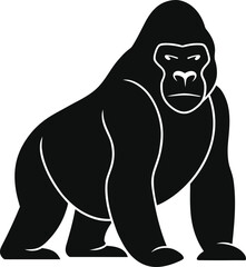 Obraz premium Stylized black silhouette of a powerful gorilla in a side profile primate animal