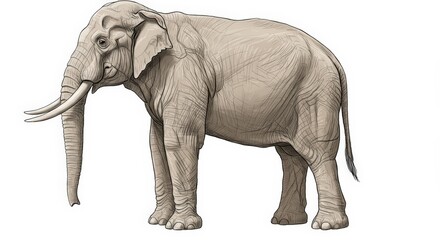 Fototapeta premium Detailed illustration of a standing elephant