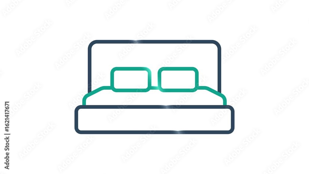 Poster bed icon animated. animated icon related to furniture. suitable for user interface, provide visual f